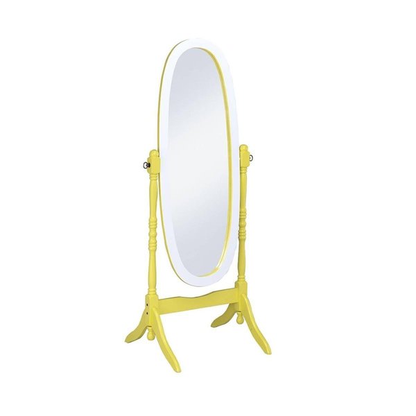 Ore Furniture Ore Furniture N4001-YEL-WH 59.25 in. Yellow & White Oval Cheval Standing Mirror N4001-YEL/WH